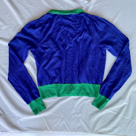 Juicy Couture Cropped Blue and Green Cardigan Size L but can fit S/M - Picture 2 of 4